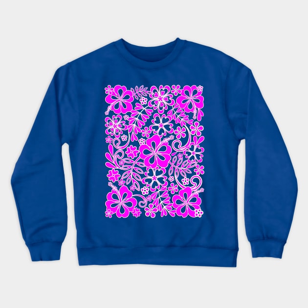 Hibiscus Pink and Purple Pattern Crewneck Sweatshirt by BluedarkArt